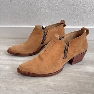 FRYE Satcha Moto Leather Suede Ankle Boots Booties Heeled